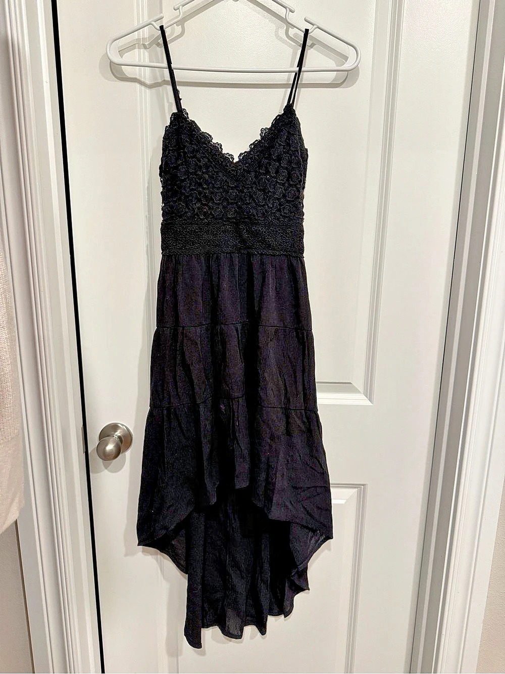 No Boundaries Crochet Hi-Low Dress Black Size Small